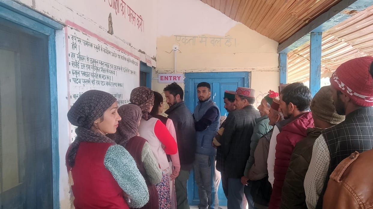 After finishing their chores, women went out to vote.