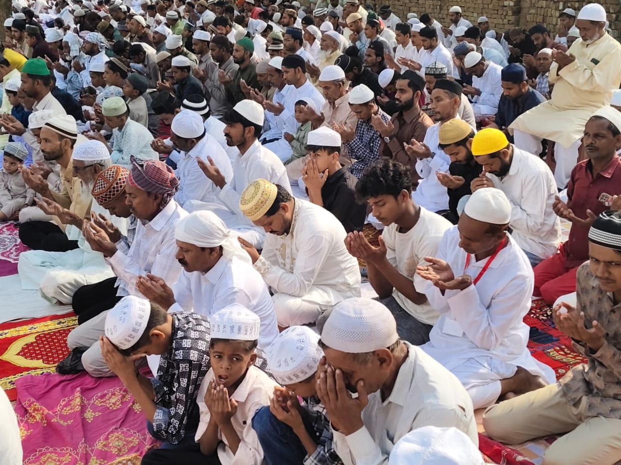 Heads bowed in prostration; prayers for peace rose from the depths of hearts