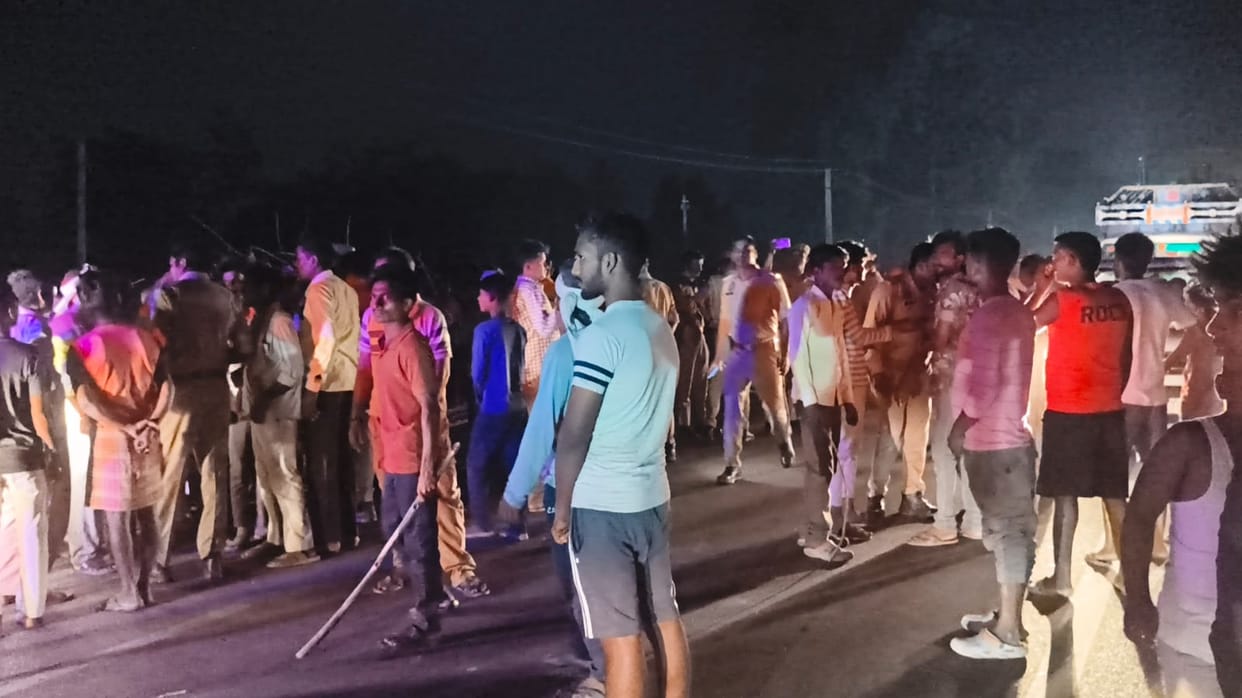 A villager died after being crushed by a truck; villagers blocked the highway.