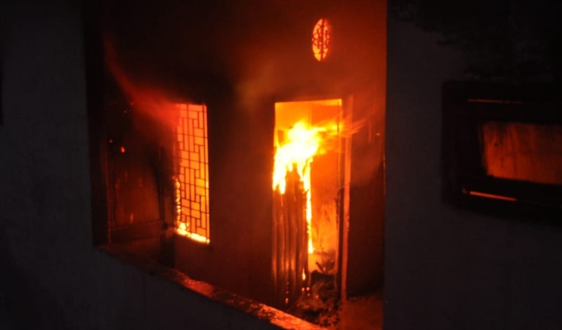 Fire breaks out on the third floor of a house; belongings destroyed.