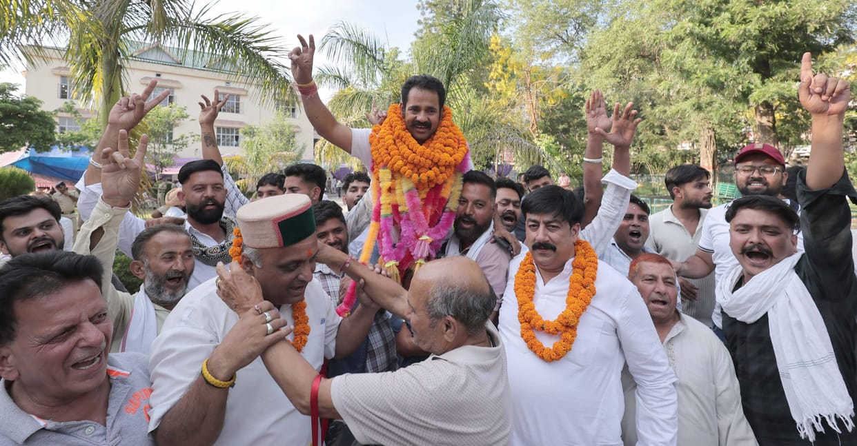 Winners were carried on their shoulders, supporters danced to the beat of drums, celebrations continued till late night.