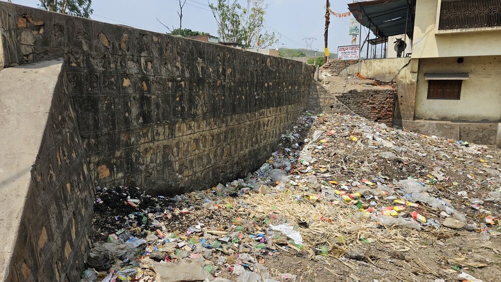 All highway bridges choked with soil and debris.