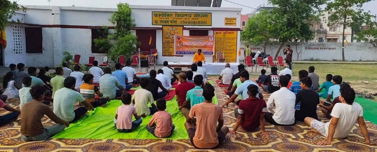 People arrive at the eight-day yoga camp.