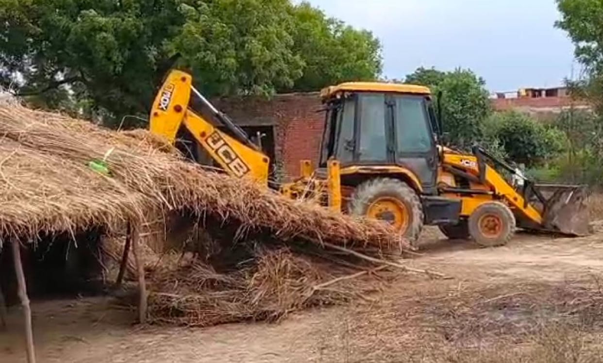 Conflict between villagers and police during encroachment removal