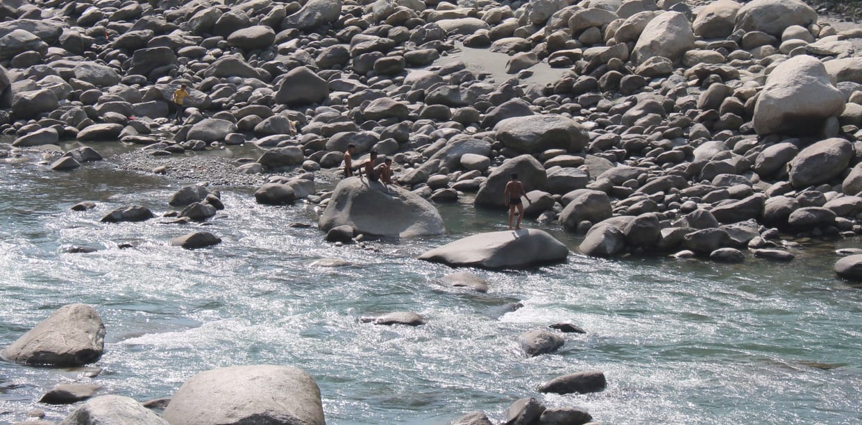 Youths playing with death in search of relief from heat