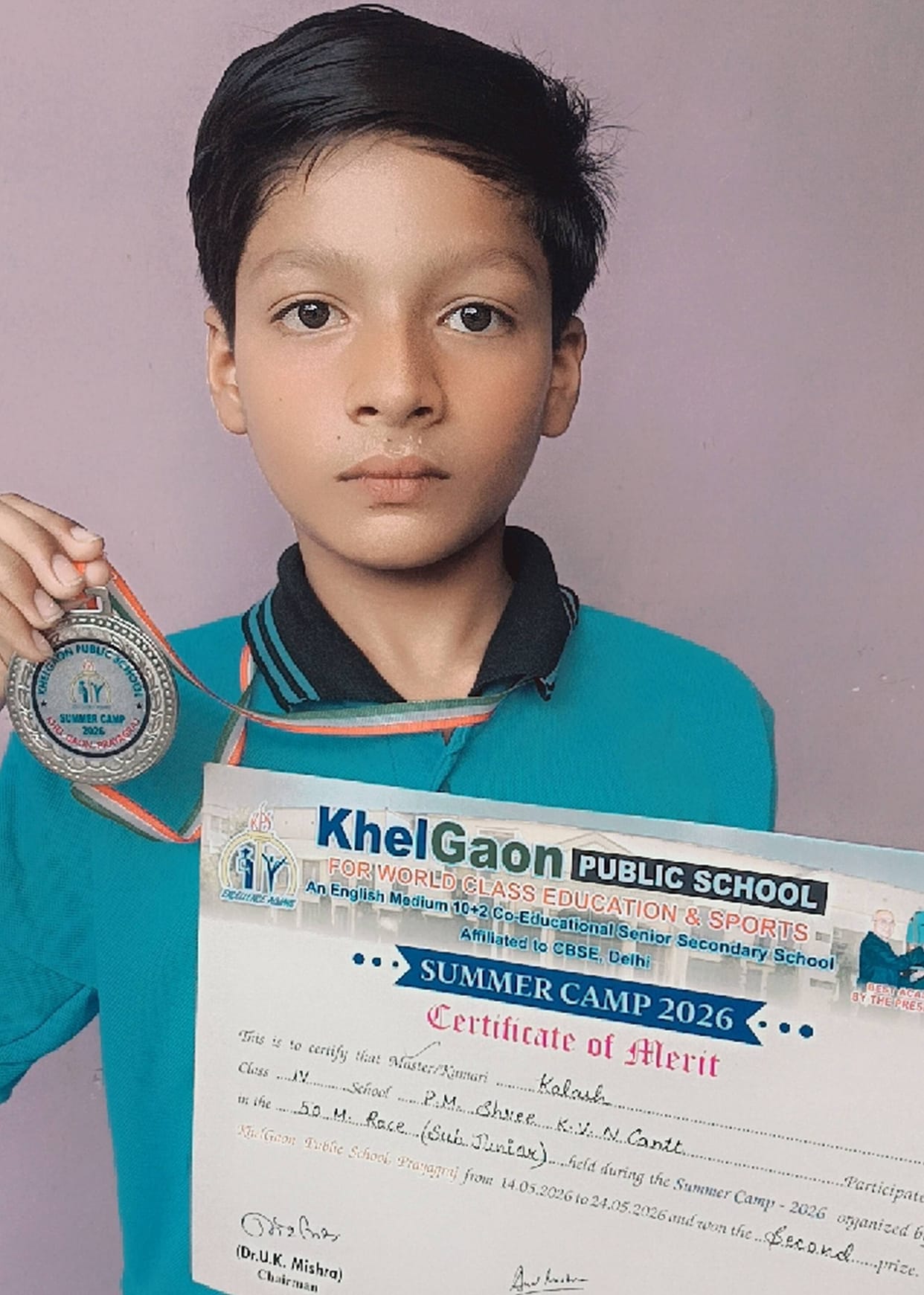 Kalash won silver in 50m race