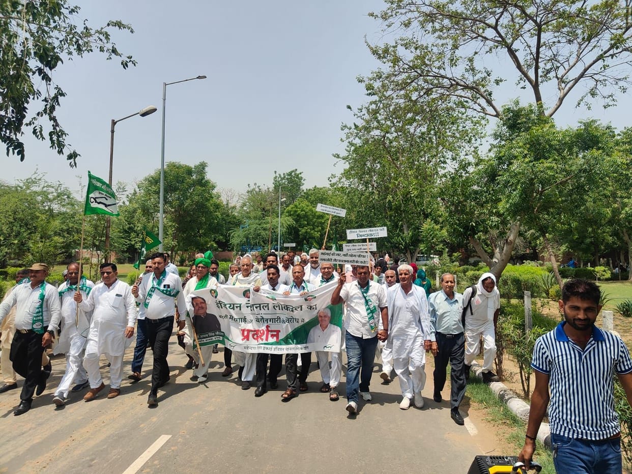 INLD took to the streets against rising inflation and unemployment.