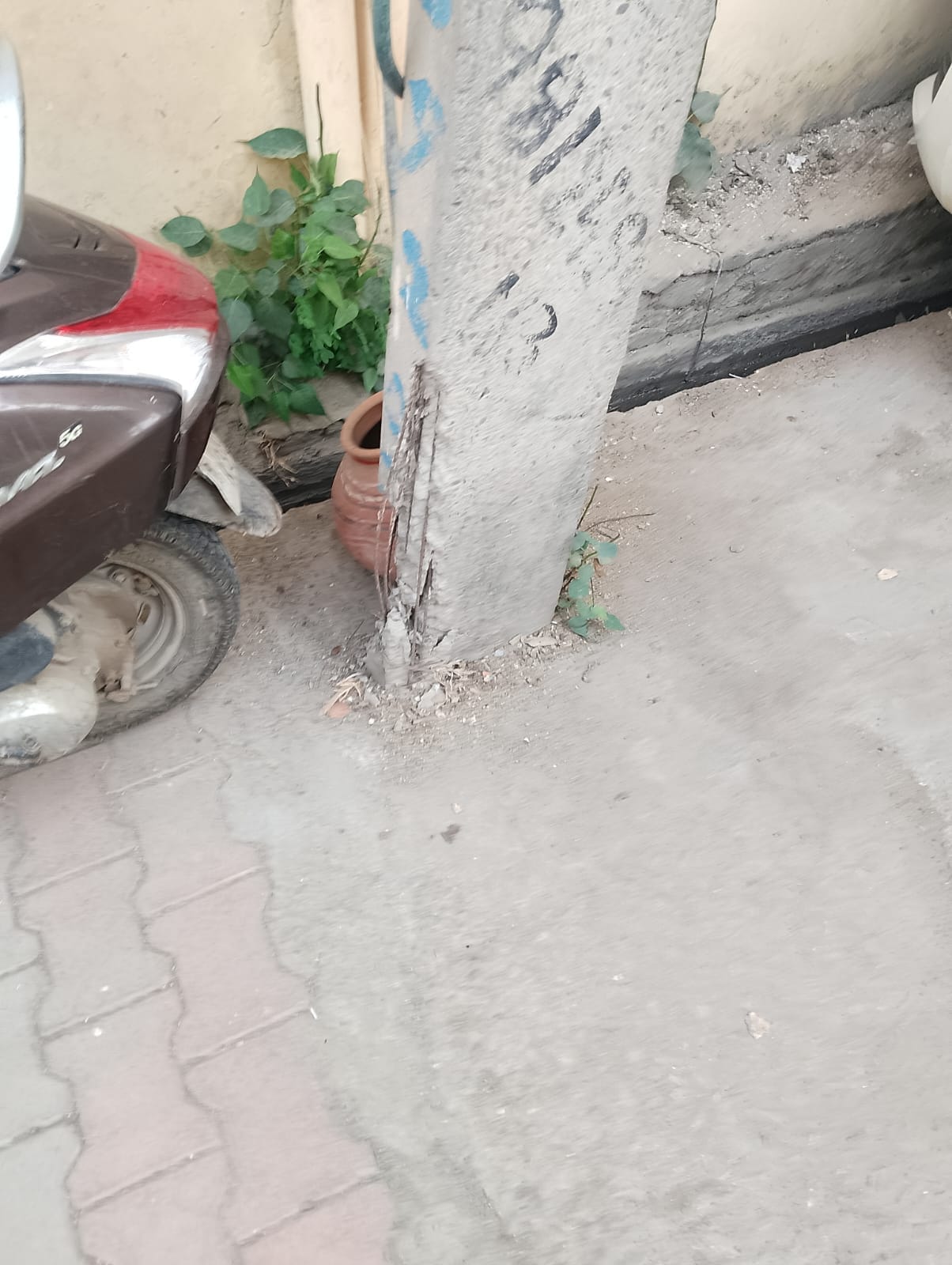 The broken electricity pole was not removed.