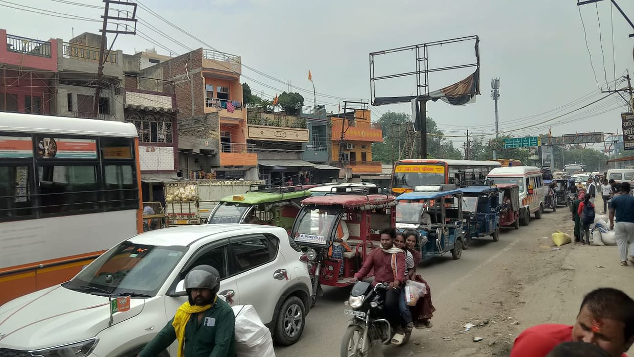 City roads were jammed until noon, with vehicles crawling on major routes.