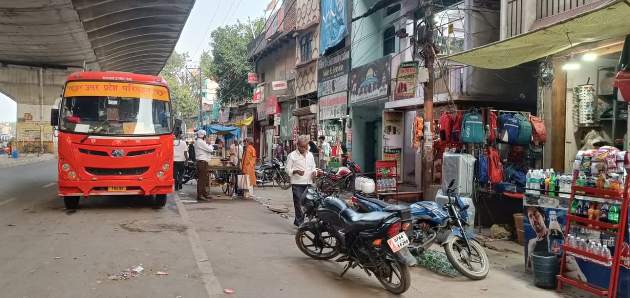 Buses will be parked at designated locations on both ends of the flyover in Gopiganj.