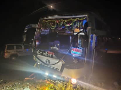 Head-on collision between car and bus: One dead, two injured.