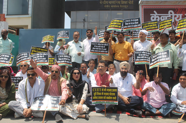 Congress workers protest in Dehradun against Union Minister Dharmendra Pradhan