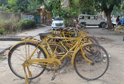 Bicycles missing, dilapidated stands