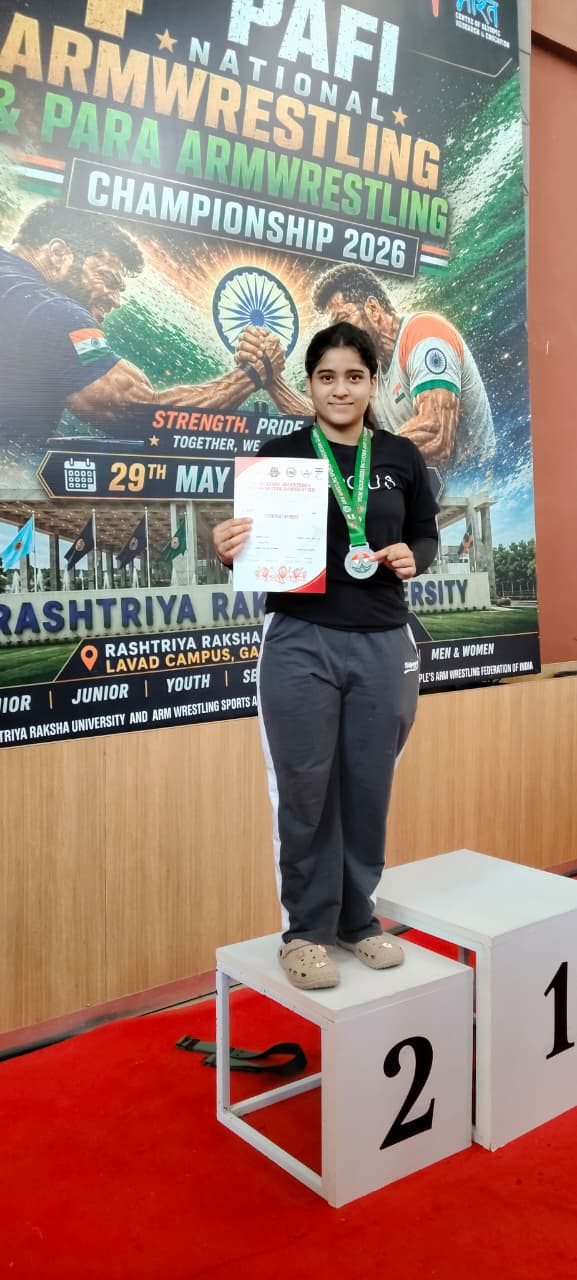 Shreya won silver medal in National Arm Wrestling Championship