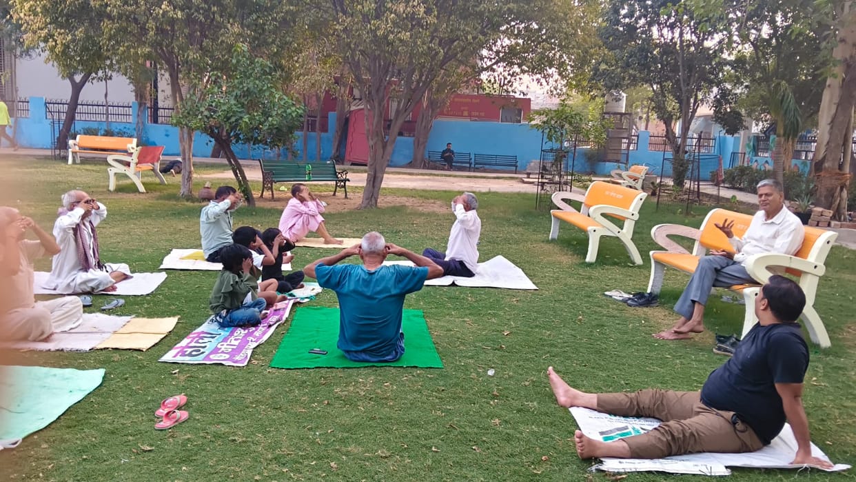 Yoga protocols are being practiced at various locations.