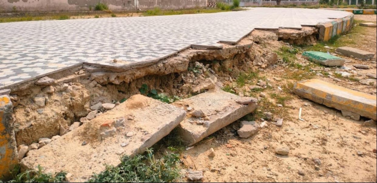 1.25 crore spent in the park, pathway broken and tiles uprooted before handover