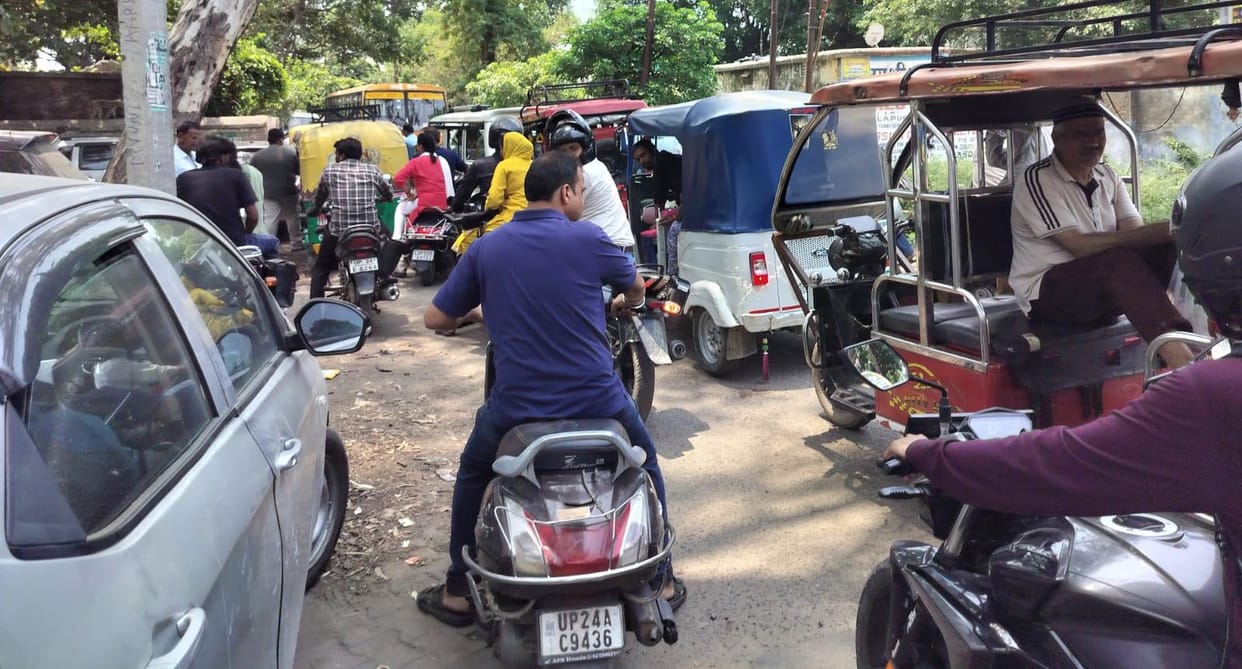 Traffic jams formed on the roads immediately after the TGT exam concluded.