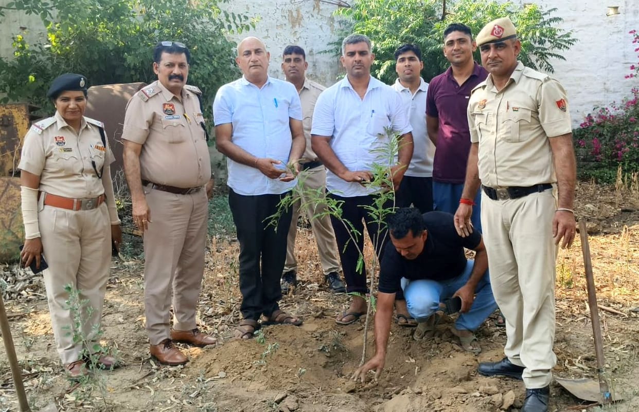 The GRP planted shade-bearing and fruit-bearing saplings within the police station premises.