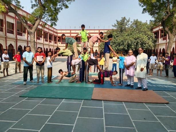 At the Aryaveer Dal camp, children learned the commando course and the tricks of sit-ups.
