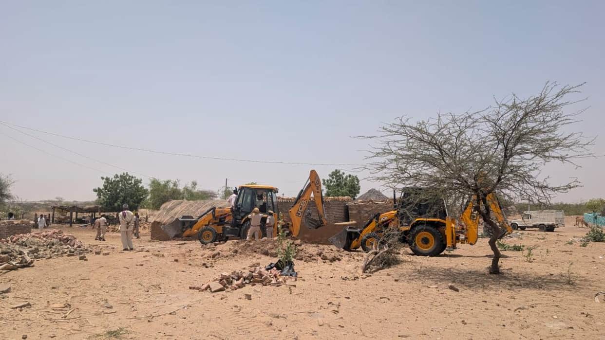jaisalmer bypass encroachment drive 300 bigha government land freed worth 100 crore uit action rajasthan news