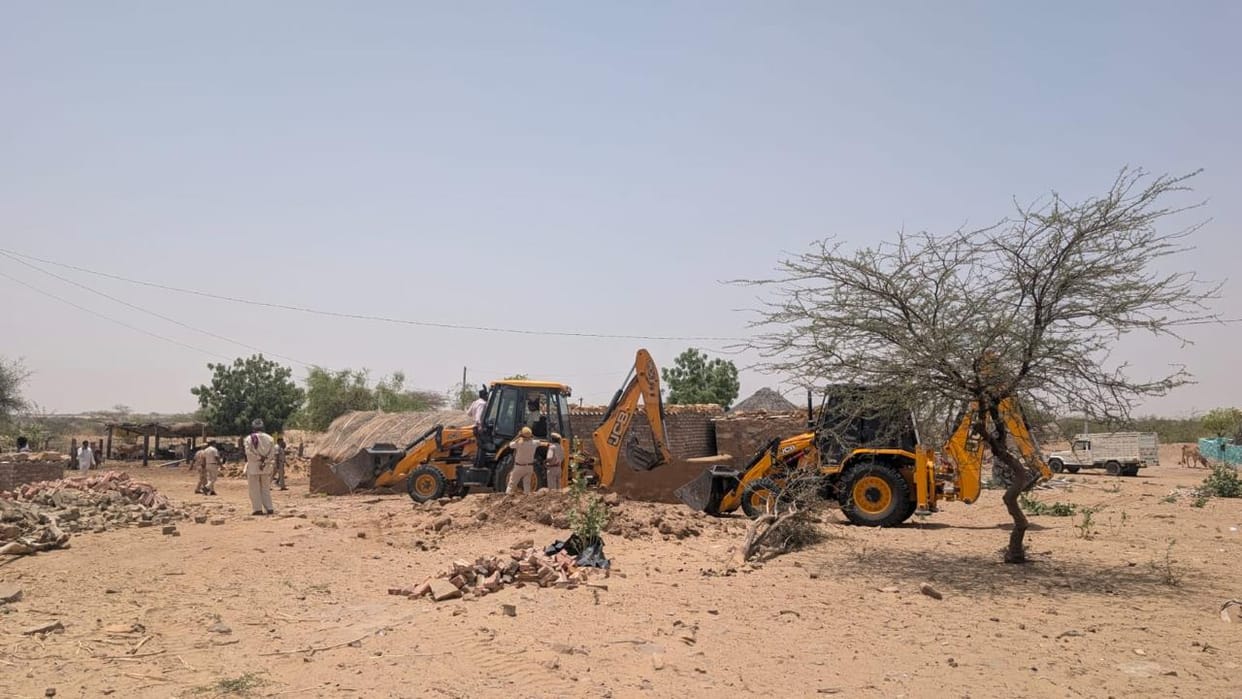 jaisalmer bypass encroachment drive 300 bigha government land freed worth 100 crore uit action rajasthan news