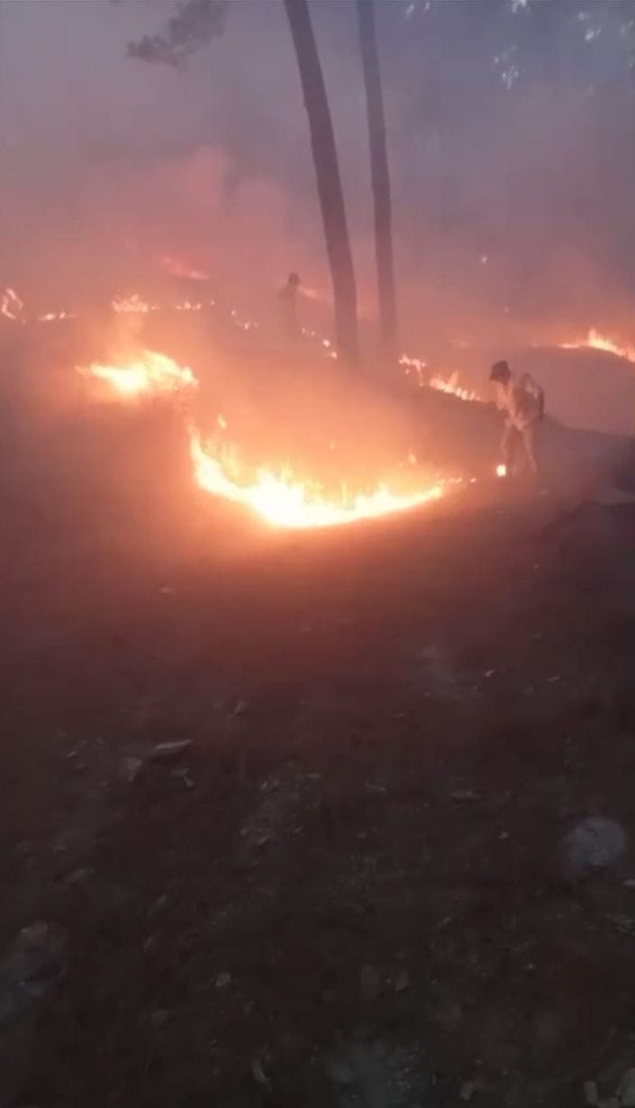 As the flames grew, villagers fought the fire for four hours.