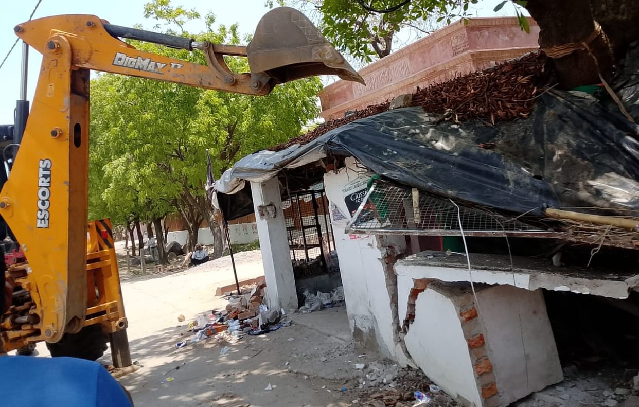 Bulldozers roared against illegal encroachments and demolished them.