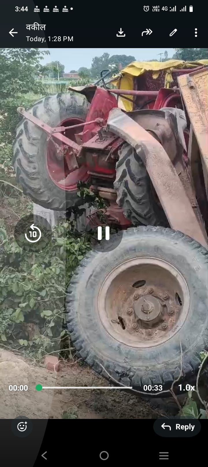 Bike rider injured after being hit by an uncontrolled tractor