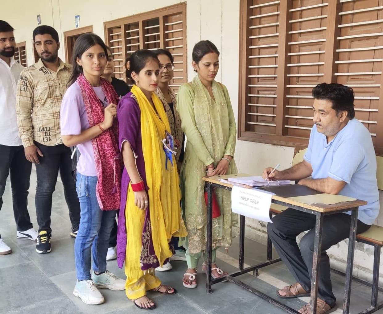 Help desk set up at Gaud College to help students