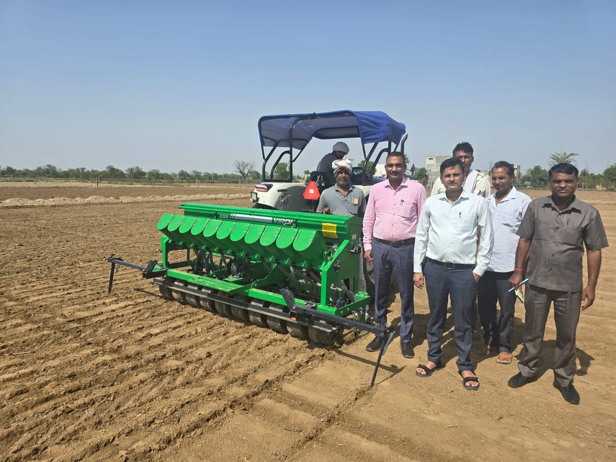 Demonstration of direct seeding of paddy using DSR machine