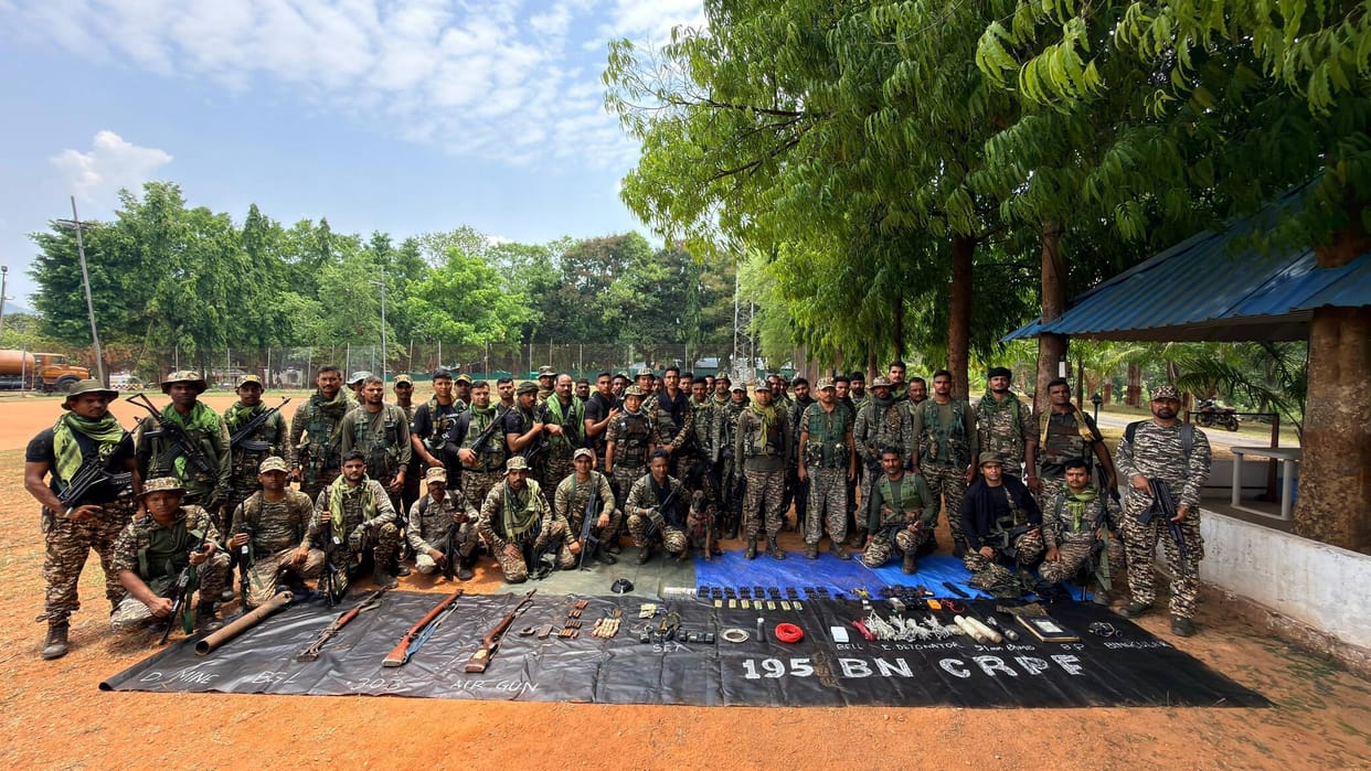 Security forces recover a large Naxal dump weapons and explosive materials seized in Jagdalpur