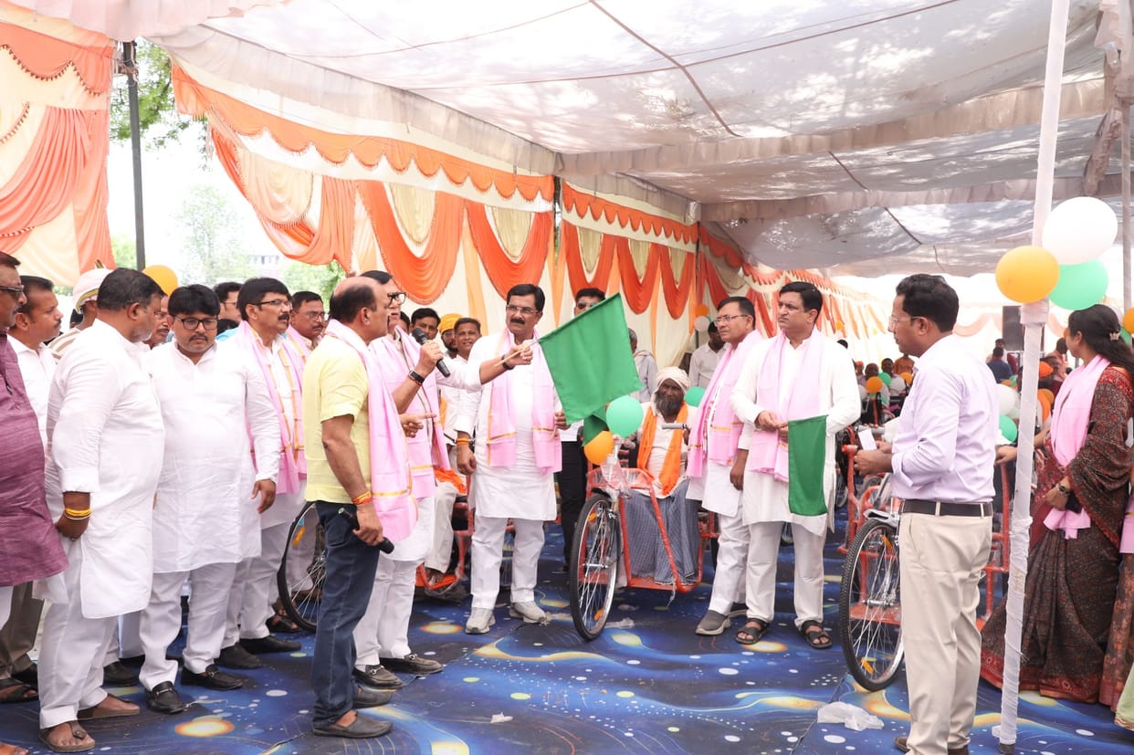 Bicycles and tricycles distributed on the Chief Minister's birthday.
