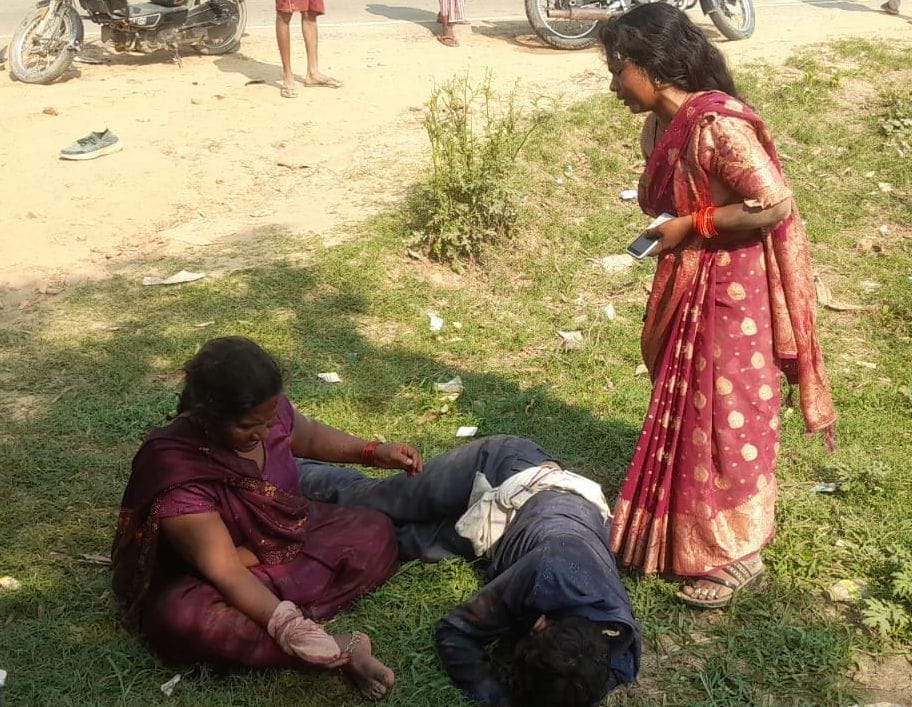 Three people, including two women, injured in collision between tractor and bike.