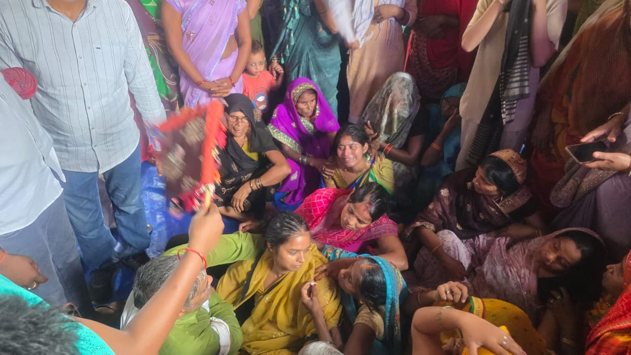 Rakesh's body was brought to the village from Abu Dhabi.
