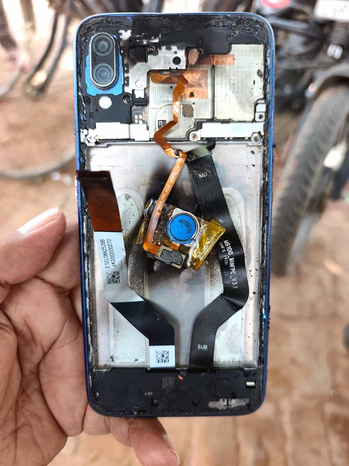Mobile phone explodes on Chhatari police station premises.