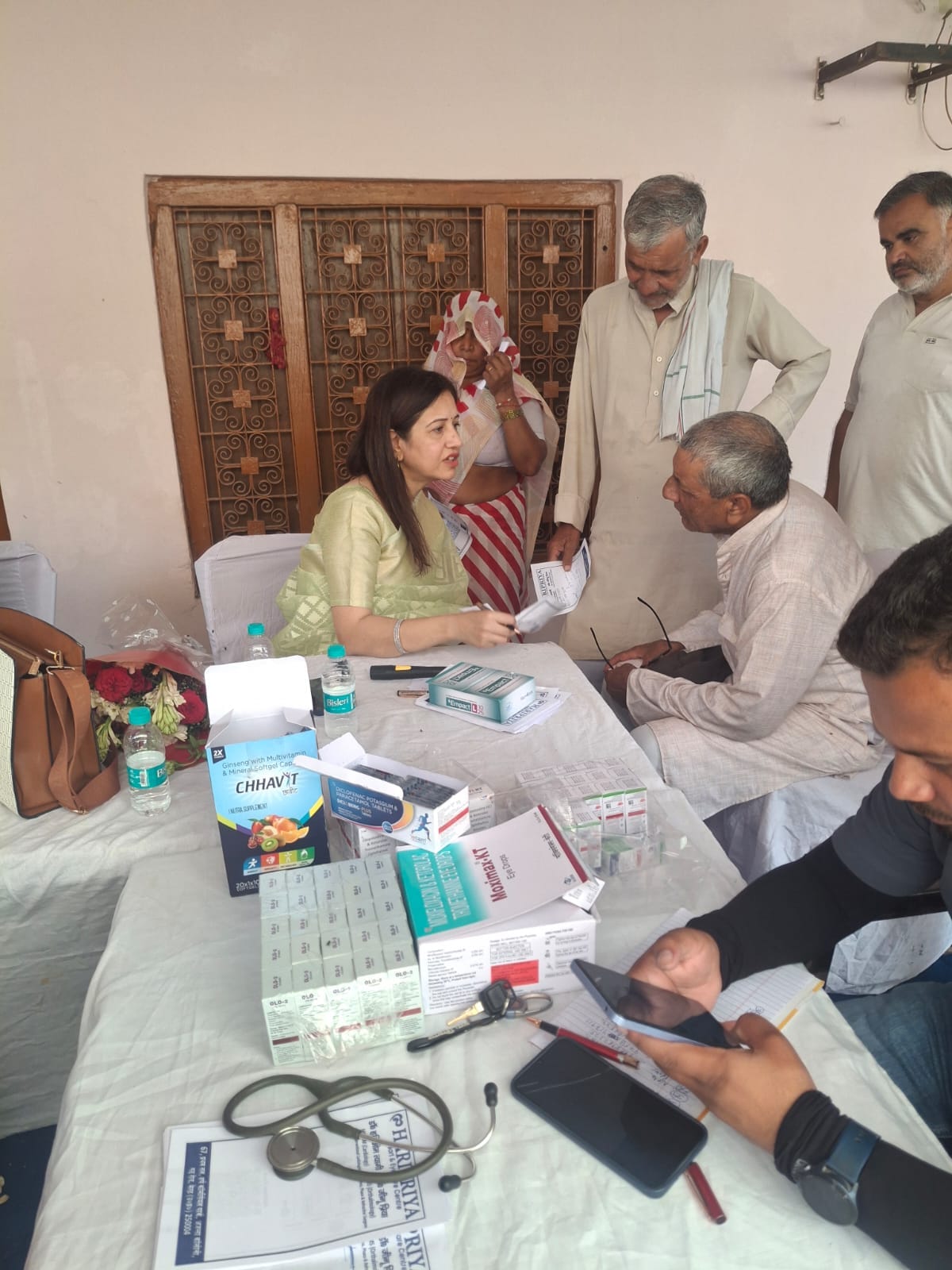 150 people were examined in the health camp.