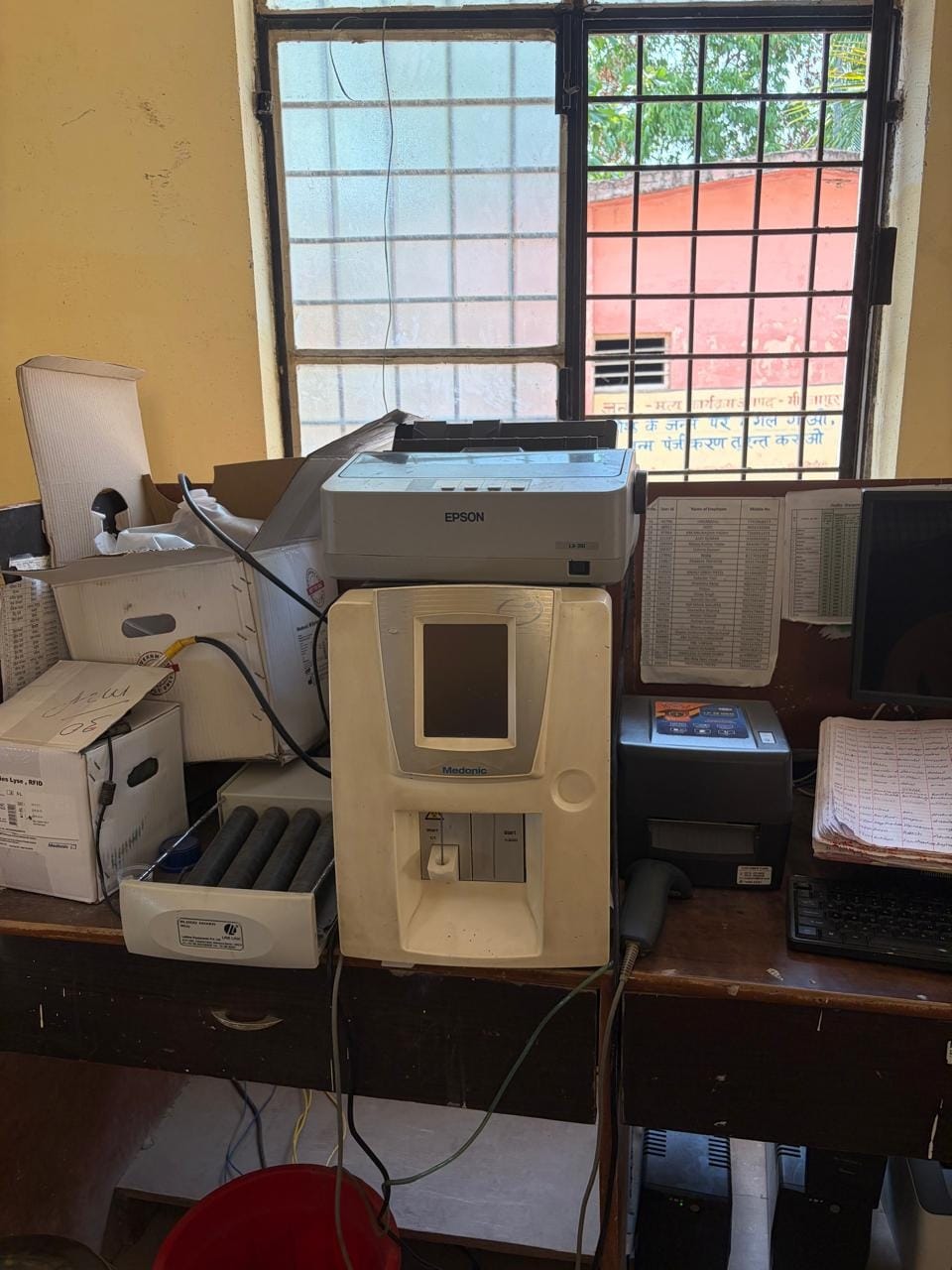 Testing stalled due to lack of reagents in the machine, forcing 100 patients to go to private centers.