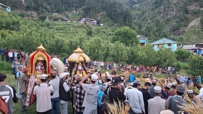 Took blessings of the deity during the harvesting ceremony