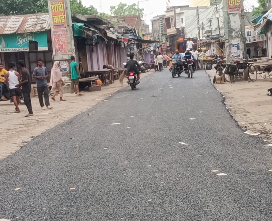 Road in Sadabad's main market constructed after four years.