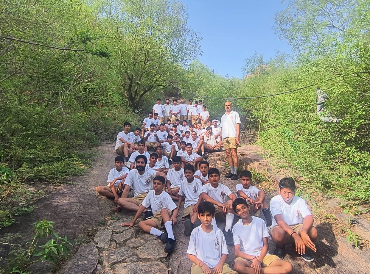 Youth connect with history in the lap of the Aravallis.