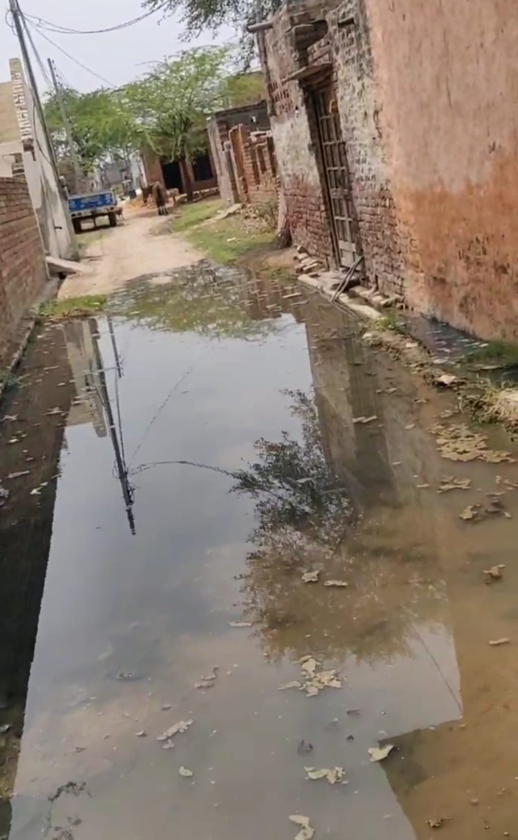 Waterlogging due to the road being elevated