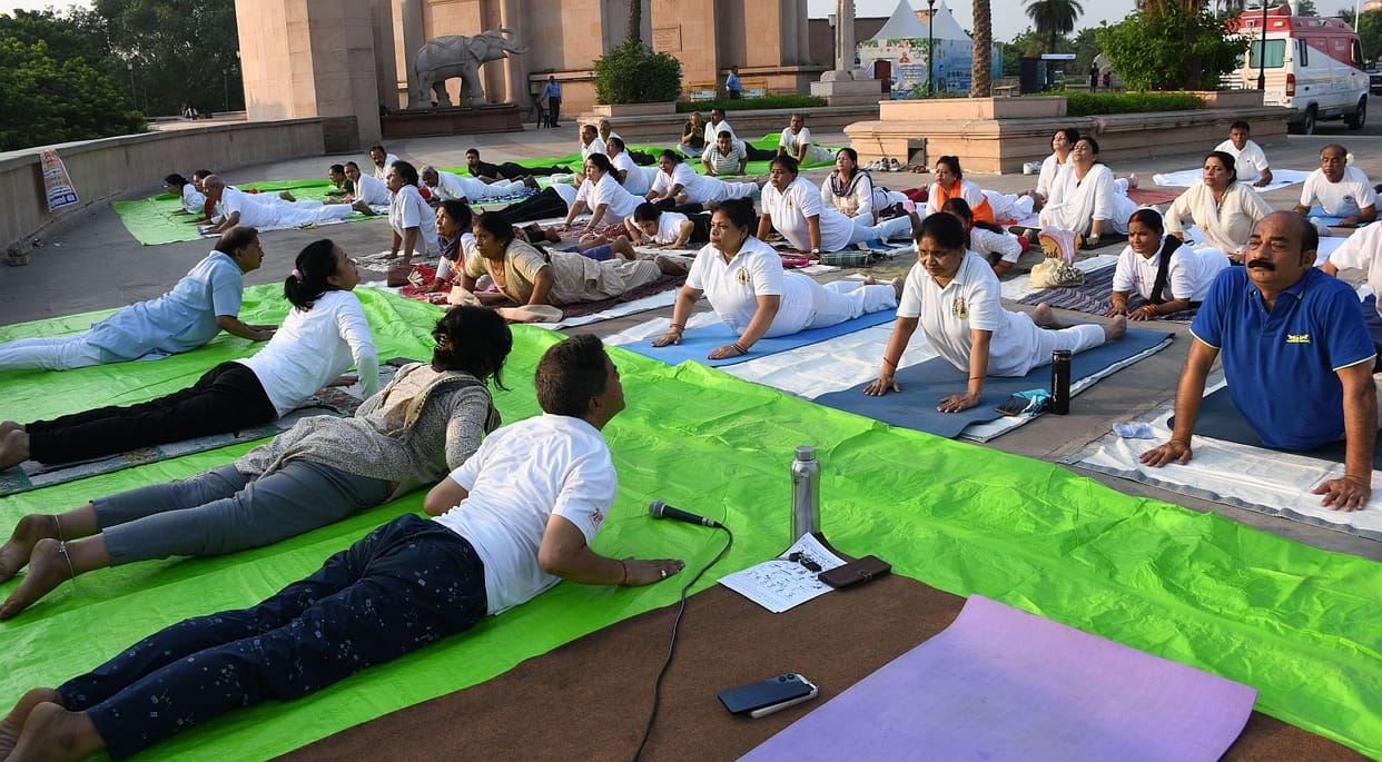 Yoga awareness campaign started with blowing of conch shell