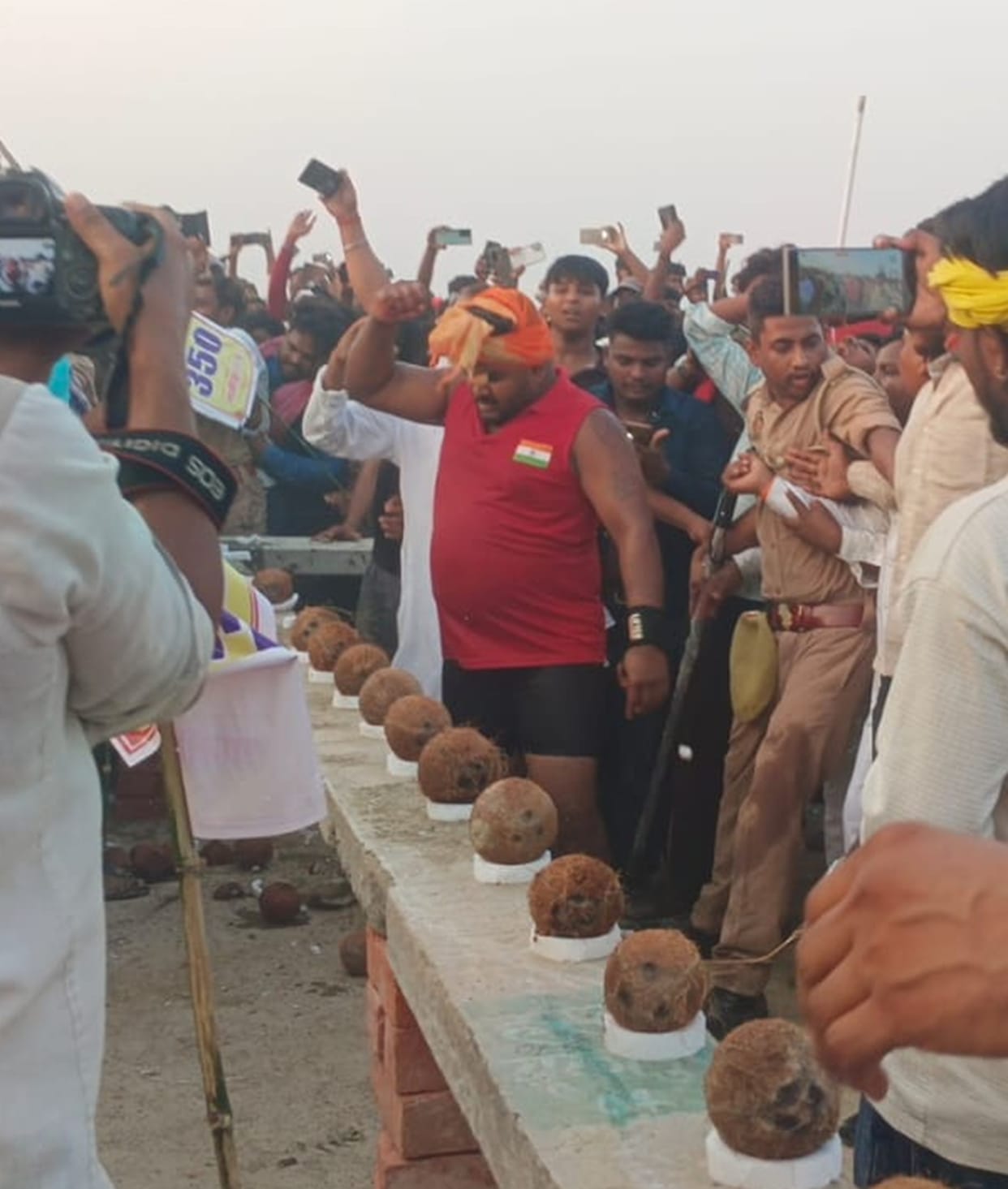 Dharmendra set a record by breaking 651 coconuts in 6 minutes and 23 seconds.