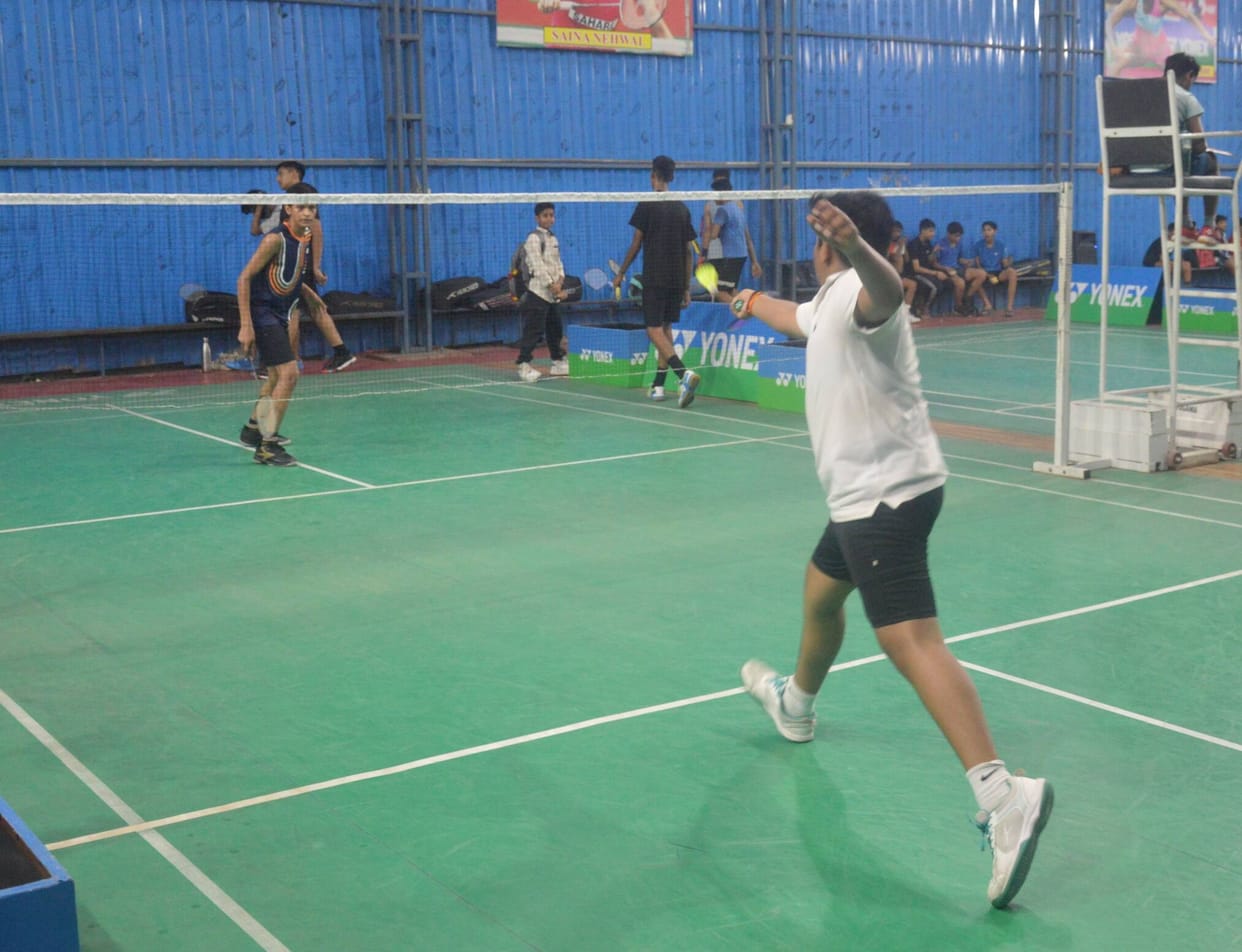 Players sweated it out in the district badminton competition