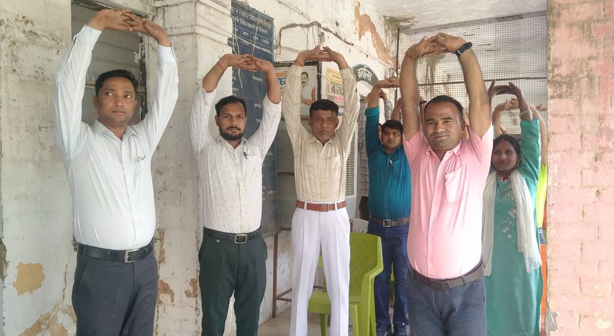 Training given to instructors and assistants for Yoga Day