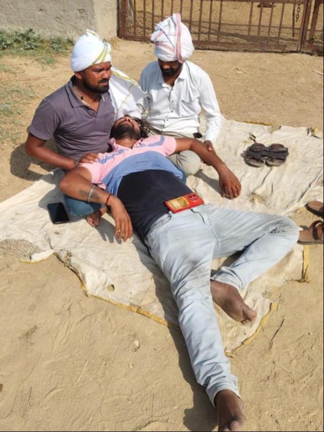 Condition of cow protector staging a sit-in protest deteriorates, he faints.
