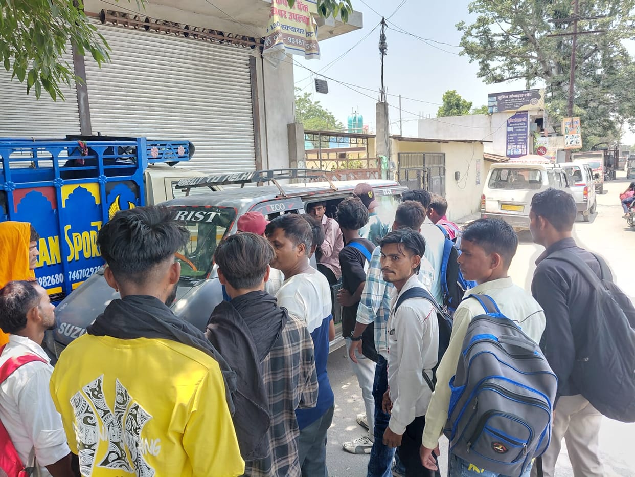 After the exam, candidates struggled for rides, jostling in trains... even buses were in short supply.