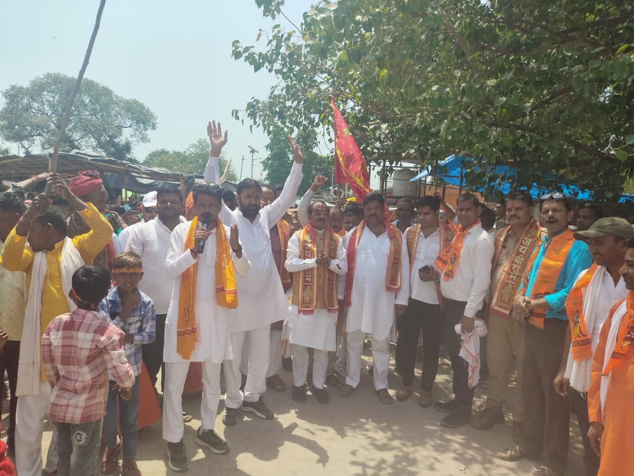 Hanuman padyatra reached Sharda Nagar Balaji temple from Kafara