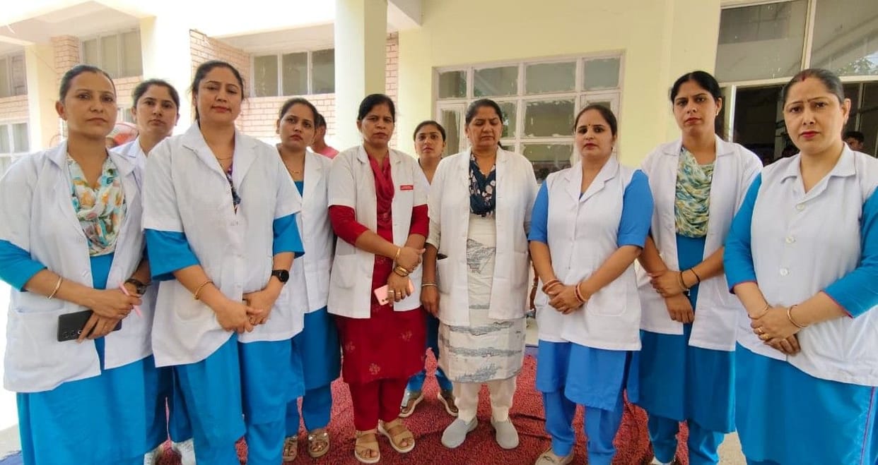 Nursing staff expressed their resentment by staging a two-hour 'pen-down' strike.