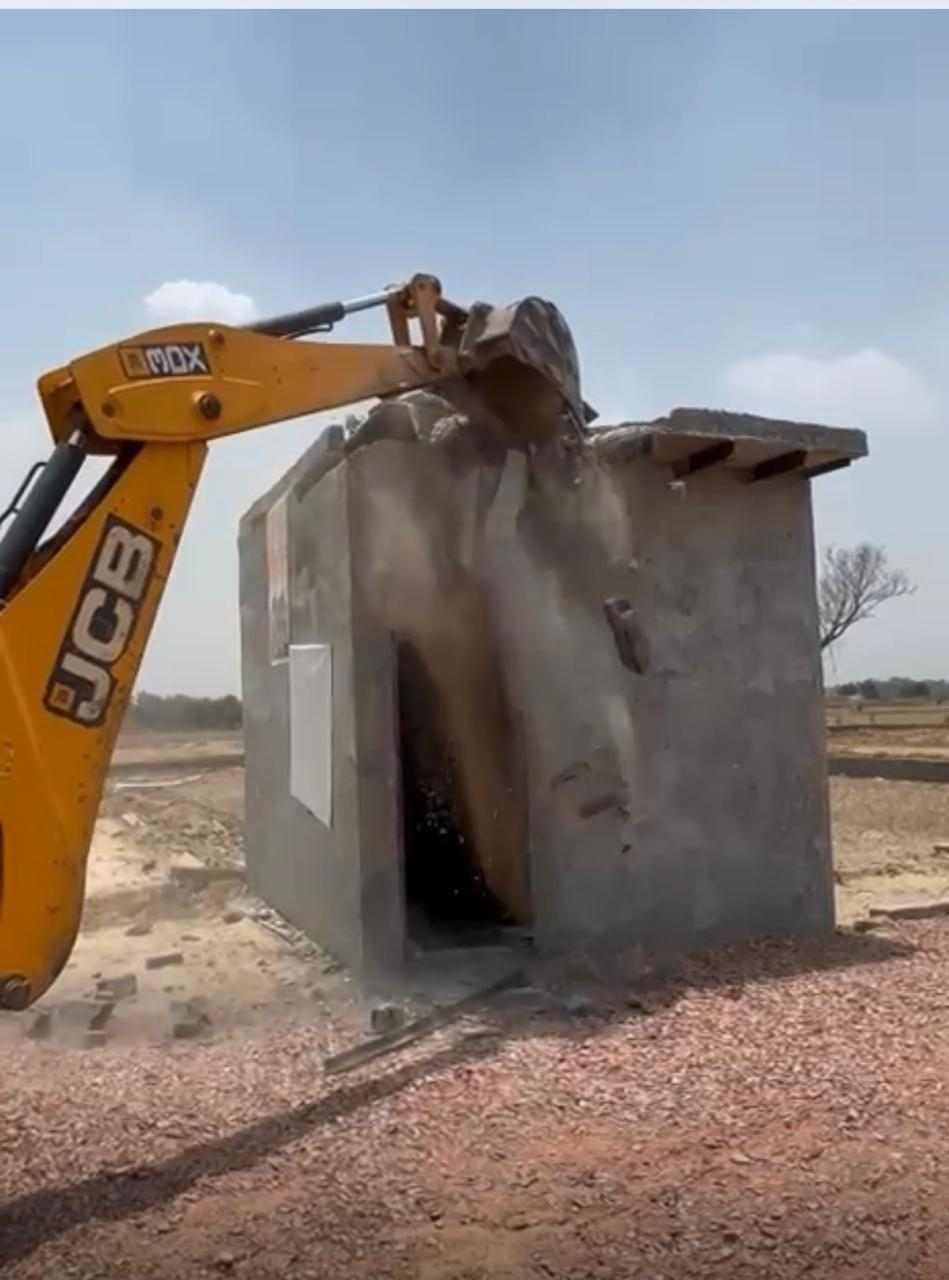 Bulldozers razed illegal colonies developed on 4.5 acres of land.